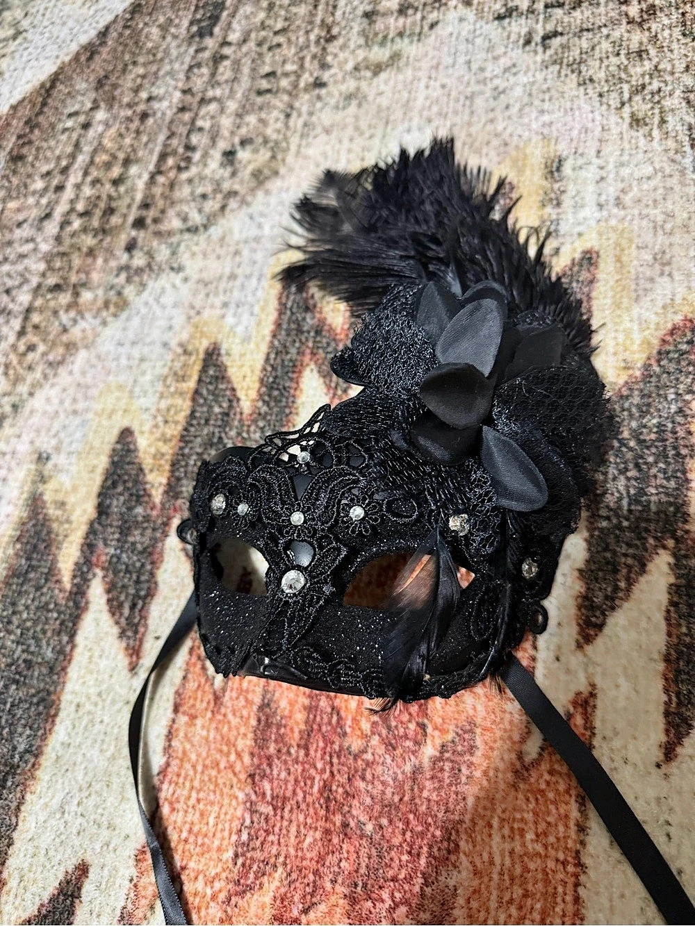 Black Feather Masquerade Mask